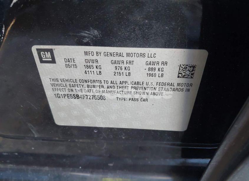 Photo 9 of 2015 Chevrolet Cruze 2LT AUTO (VIN 1G1PE5SB4F7276508)