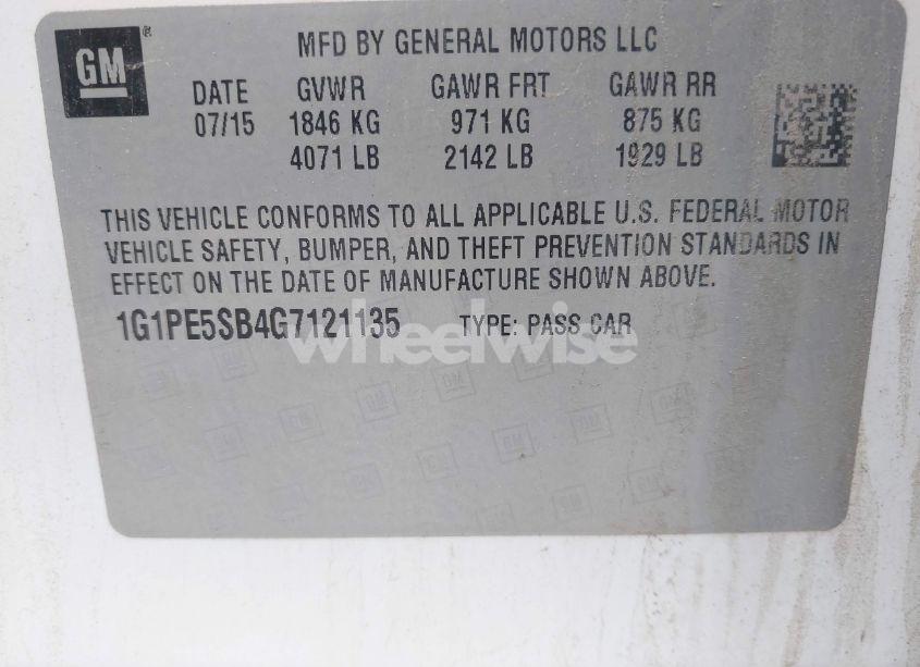 Photo 9 of 2016 Chevrolet Cruze LIMITED 1LT AUTO (VIN 1G1PE5SB4G7121135)