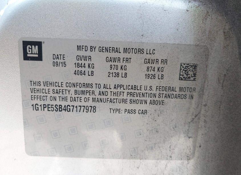 Photo 9 of 2016 Chevrolet Cruze LIMITED 1LT AUTO (VIN 1G1PE5SB4G7177978)