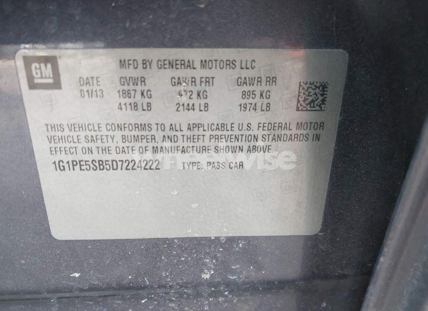 Photo 9 of 2013 Chevrolet Cruze 2LT AUTO (VIN 1G1PE5SB5D7224222)