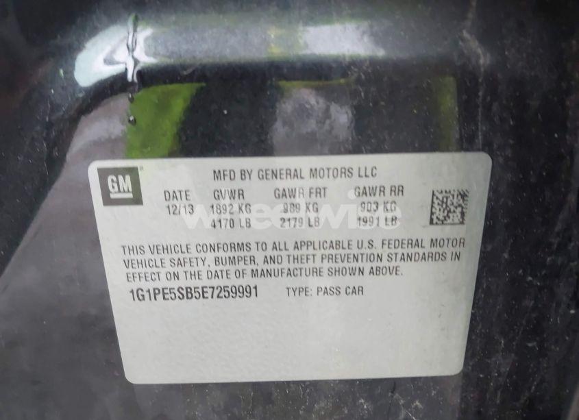 Photo 9 of 2014 Chevrolet Cruze 2LT AUTO (VIN 1G1PE5SB5E7259991)