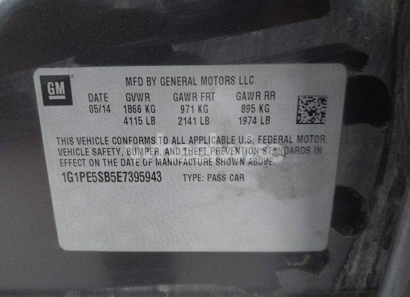 Photo 9 of 2014 Chevrolet Cruze 2LT AUTO (VIN 1G1PE5SB5E7395943)