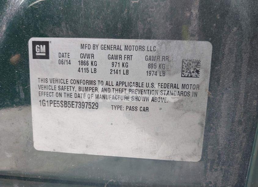 Photo 9 of 2014 Chevrolet Cruze 2LT AUTO (VIN 1G1PE5SB5E7397529)