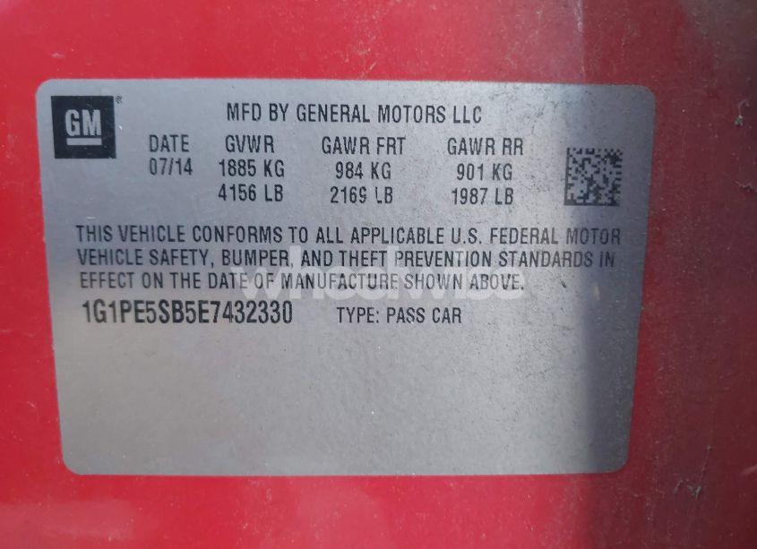 Photo 9 of 2014 Chevrolet Cruze 2LT AUTO (VIN 1G1PE5SB5E7432330)