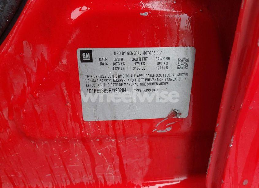 Photo 9 of 2015 Chevrolet Cruze 2LT AUTO (VIN 1G1PE5SB5F7120204)