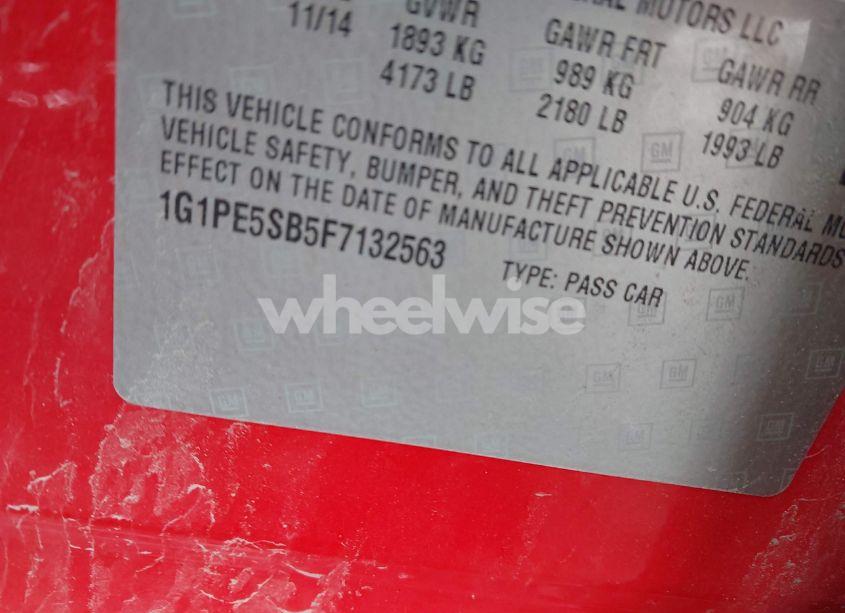 Photo 9 of 2015 Chevrolet Cruze 2LT AUTO (VIN 1G1PE5SB5F7132563)