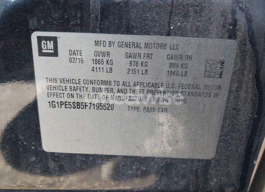 Photo 9 of 2015 Chevrolet Cruze 2LT AUTO (VIN 1G1PE5SB5F7195520)