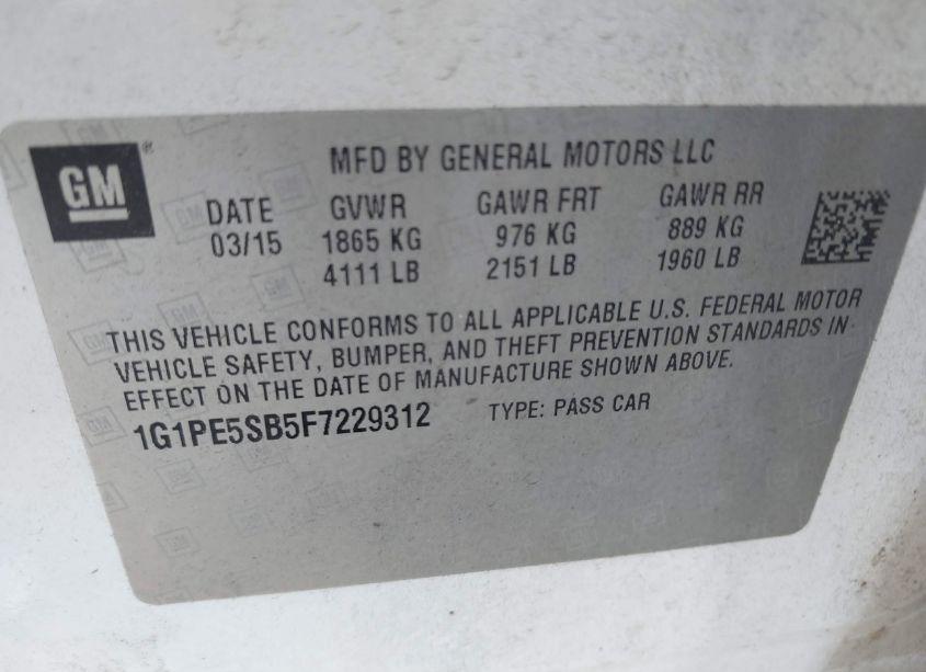 Photo 9 of 2015 Chevrolet Cruze 2LT AUTO (VIN 1G1PE5SB5F7229312)