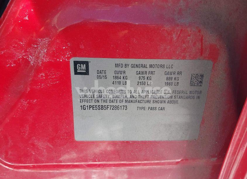 Photo 9 of 2015 Chevrolet Cruze 2LT AUTO (VIN 1G1PE5SB5F7286173)