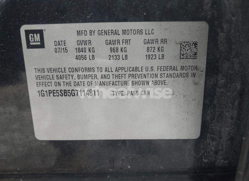 Photo 9 of 2016 Chevrolet Cruze LIMITED 1LT AUTO (VIN 1G1PE5SB5G7114811)