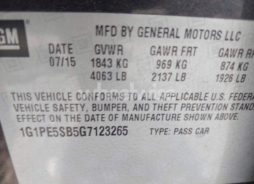 Photo 9 of 2016 Chevrolet Cruze LIMITED 1LT AUTO (VIN 1G1PE5SB5G7123265)