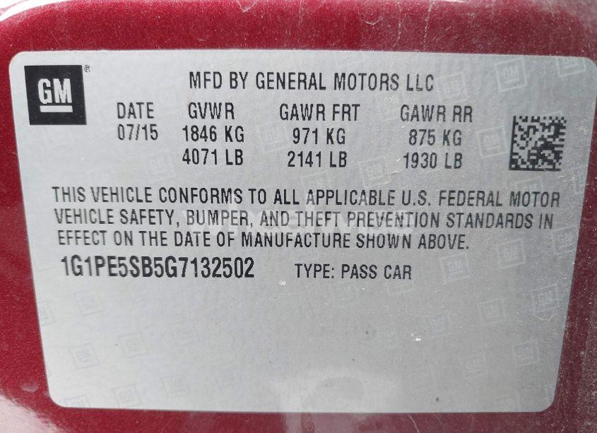 Photo 9 of 2016 Chevrolet Cruze LIMITED 1LT AUTO (VIN 1G1PE5SB5G7132502)