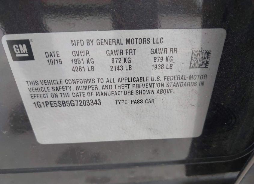 Photo 9 of 2016 Chevrolet Cruze LIMITED 1LT AUTO (VIN 1G1PE5SB5G7203343)