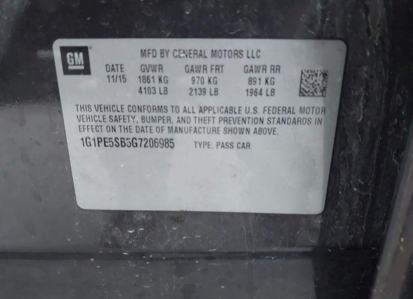 Photo 9 of 2016 Chevrolet Cruze LIMITED 1LT AUTO (VIN 1G1PE5SB5G7206985)