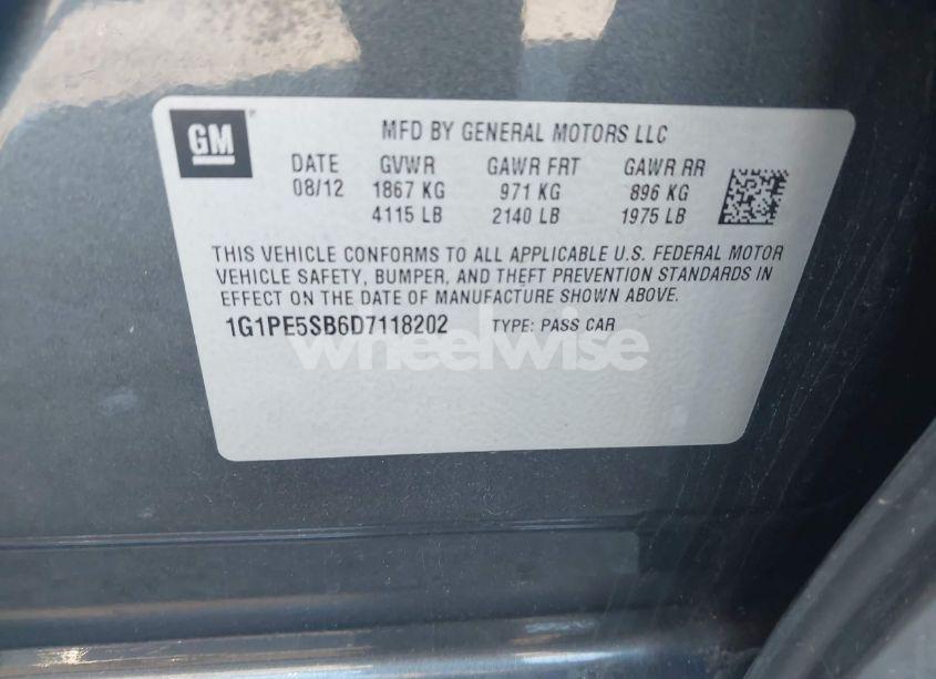 Photo 9 of 2013 Chevrolet Cruze 2LT AUTO (VIN 1G1PE5SB6D7118202)