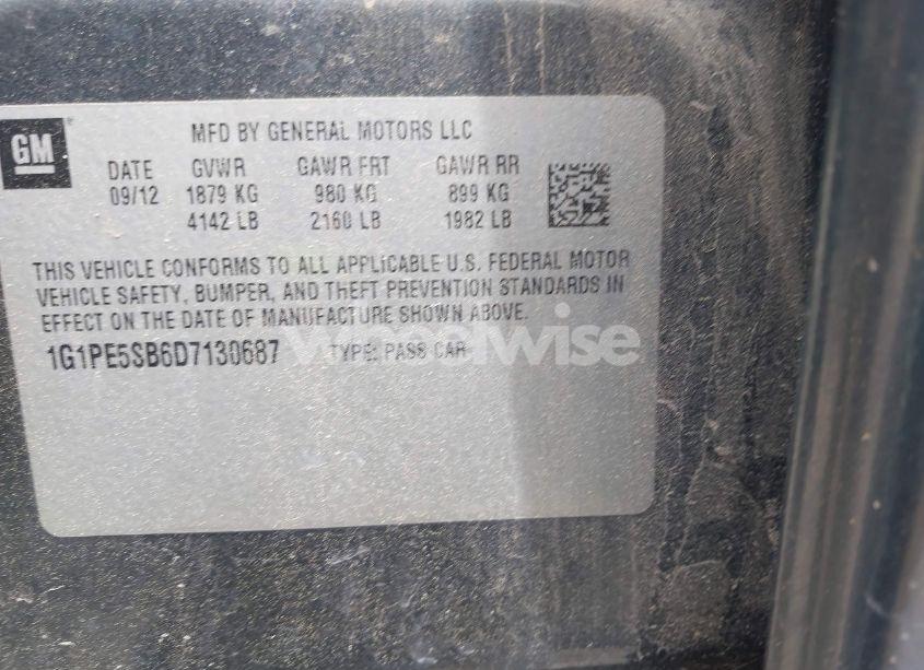 Photo 9 of 2013 Chevrolet Cruze 2LT AUTO (VIN 1G1PE5SB6D7130687)