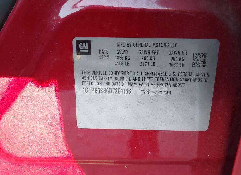 Photo 9 of 2013 Chevrolet Cruze 2LT AUTO (VIN 1G1PE5SB6D7204156)