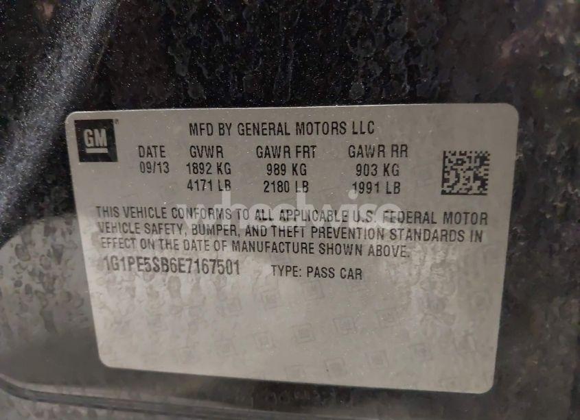 Photo 9 of 2014 Chevrolet Cruze 2LT AUTO (VIN 1G1PE5SB6E7167501)