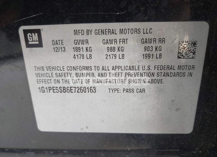 Photo 9 of 2014 Chevrolet Cruze 2LT AUTO (VIN 1G1PE5SB6E7260163)