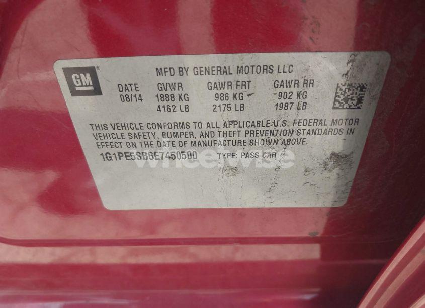 Photo 9 of 2014 Chevrolet Cruze 2LT AUTO (VIN 1G1PE5SB6E7450500)