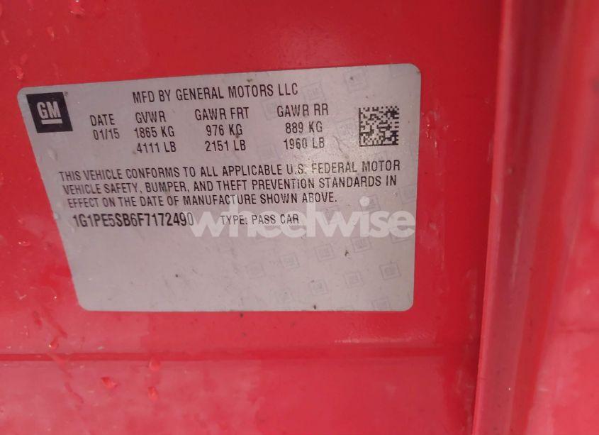 Photo 9 of 2015 Chevrolet Cruze 2LT AUTO (VIN 1G1PE5SB6F7172490)