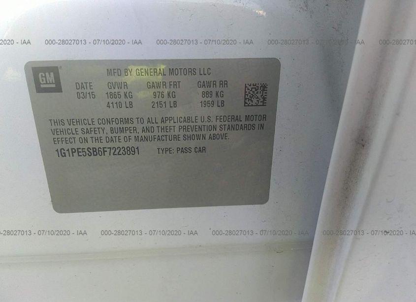 Photo 9 of 2015 Chevrolet Cruze 2LT AUTO (VIN 1G1PE5SB6F7223891)