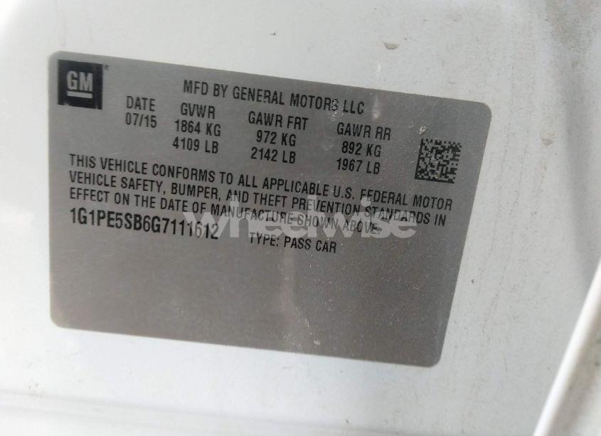 Photo 9 of 2016 Chevrolet Cruze LIMITED 1LT AUTO (VIN 1G1PE5SB6G7111612)