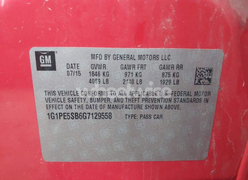 Photo 9 of 2016 Chevrolet Cruze LIMITED 1LT AUTO (VIN 1G1PE5SB6G7129558)