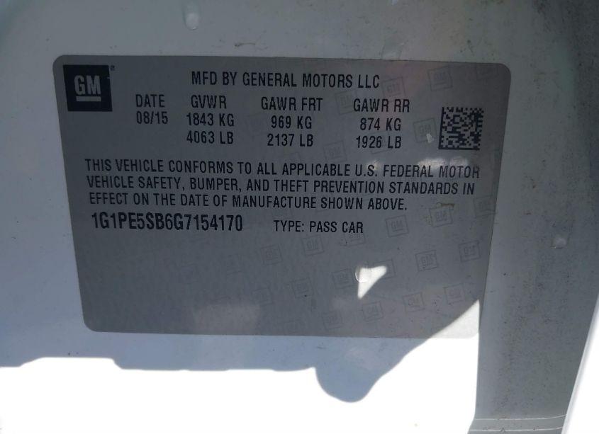 Photo 9 of 2016 Chevrolet Cruze LIMITED 1LT AUTO (VIN 1G1PE5SB6G7154170)