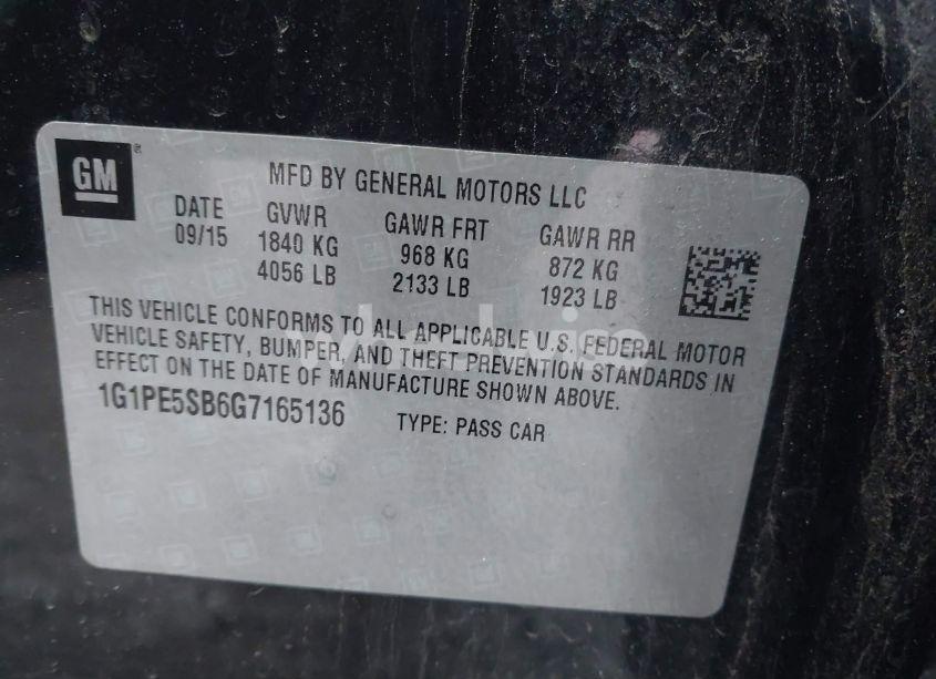 Photo 9 of 2016 Chevrolet Cruze LIMITED 1LT AUTO (VIN 1G1PE5SB6G7165136)