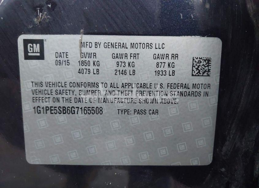 Photo 9 of 2016 Chevrolet Cruze LIMITED 1LT AUTO (VIN 1G1PE5SB6G7165508)