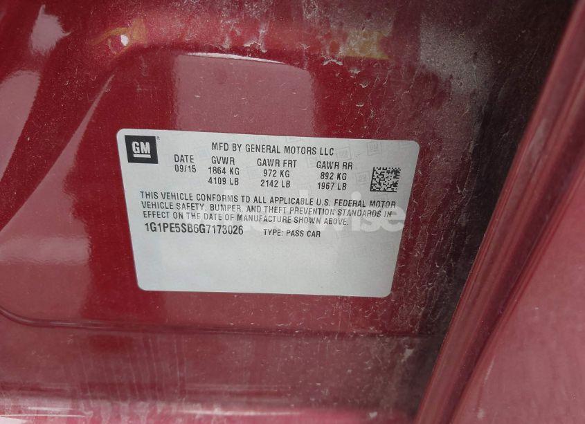 Photo 9 of 2016 Chevrolet Cruze LIMITED 1LT AUTO (VIN 1G1PE5SB6G7173026)