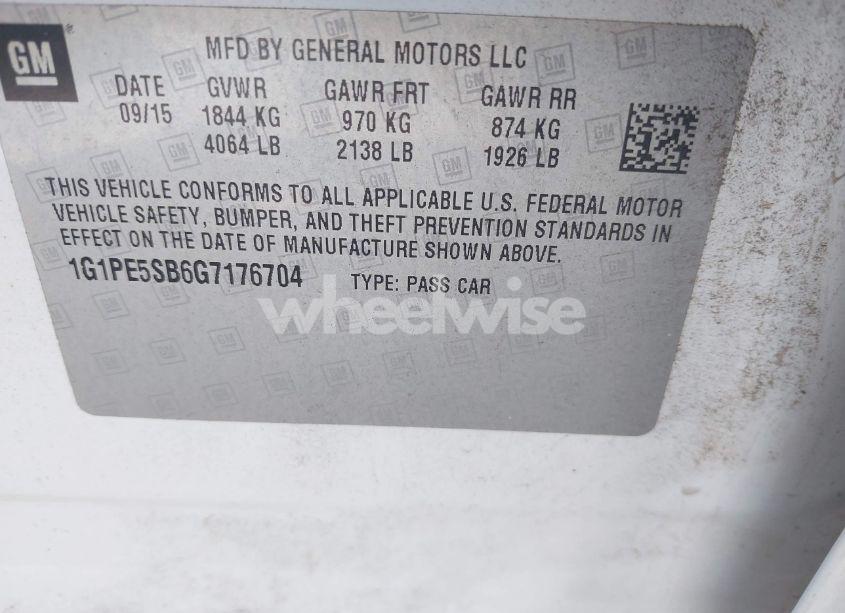 Photo 9 of 2016 Chevrolet Cruze LIMITED 1LT AUTO (VIN 1G1PE5SB6G7176704)