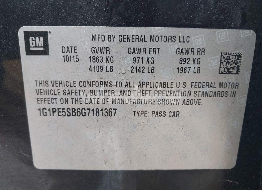 Photo 9 of 2016 Chevrolet Cruze LIMITED 1LT AUTO (VIN 1G1PE5SB6G7181367)