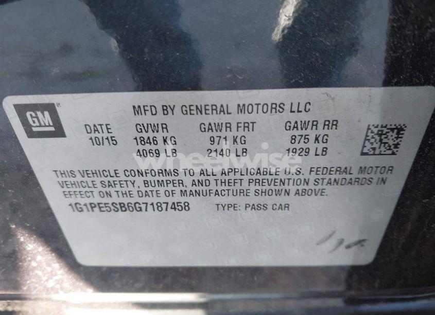 Photo 8 of 2016 Chevrolet Cruze LIMITED 1LT AUTO (VIN 1G1PE5SB6G7187458)