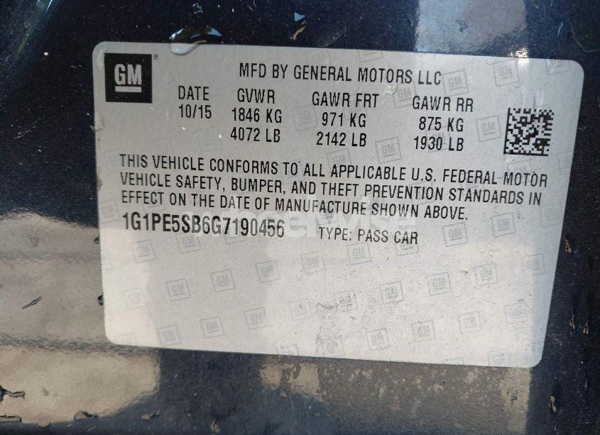 Photo 9 of 2016 Chevrolet Cruze LIMITED 1LT AUTO (VIN 1G1PE5SB6G7190456)