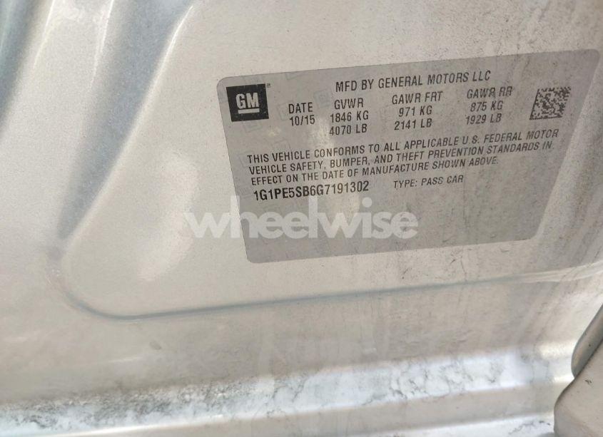 Photo 9 of 2016 Chevrolet Cruze LIMITED 1LT AUTO (VIN 1G1PE5SB6G7191302)