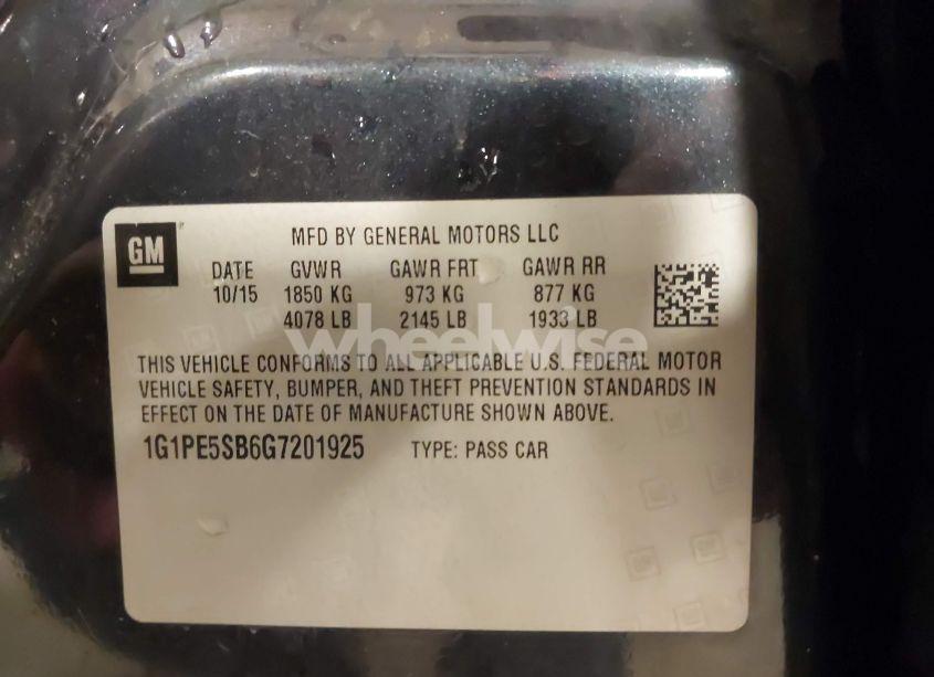 Photo 9 of 2016 Chevrolet Cruze LIMITED 1LT AUTO (VIN 1G1PE5SB6G7201925)