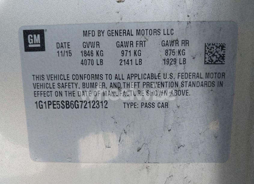 Photo 9 of 2016 Chevrolet Cruze LIMITED 1LT AUTO (VIN 1G1PE5SB6G7212312)