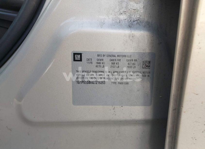 Photo 9 of 2016 Chevrolet Cruze LIMITED 1LT AUTO (VIN 1G1PE5SB6G7216263)