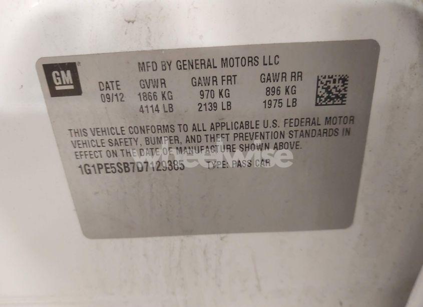 Photo 9 of 2013 Chevrolet Cruze 2LT AUTO (VIN 1G1PE5SB7D7129385)