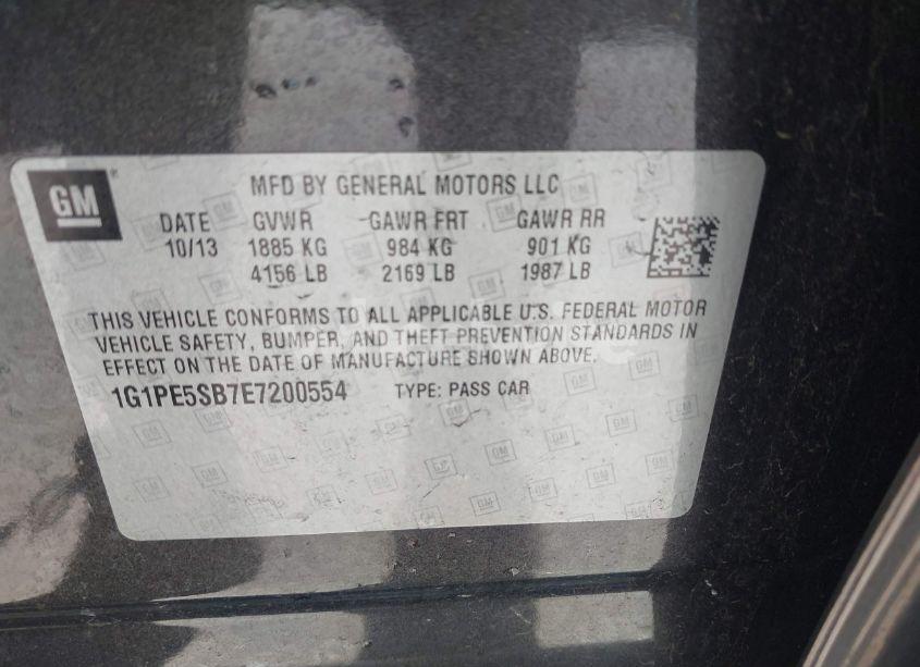 Photo 9 of 2014 Chevrolet Cruze 2LT AUTO (VIN 1G1PE5SB7E7200554)