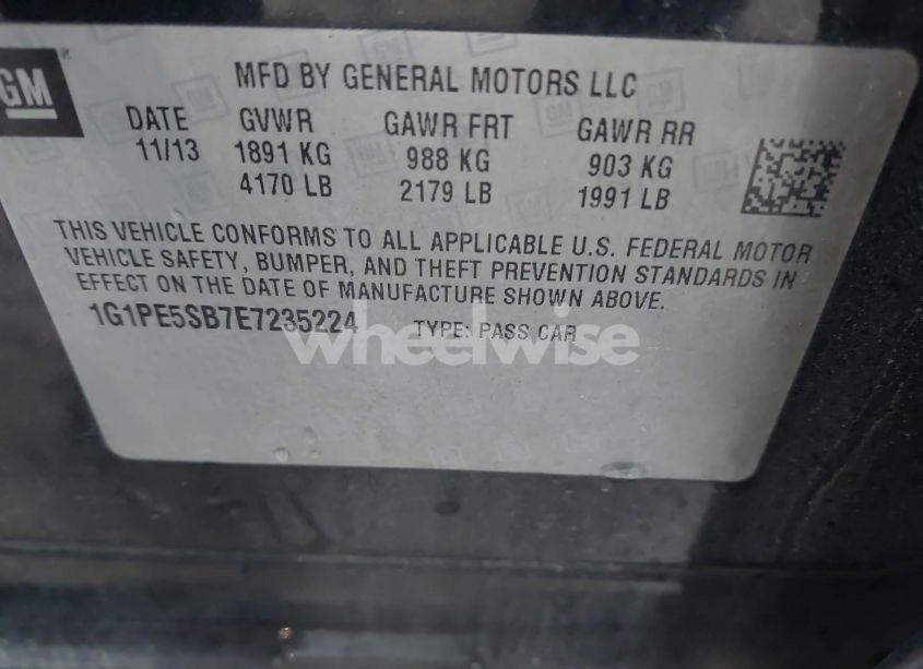 Photo 9 of 2014 Chevrolet Cruze 2LT AUTO (VIN 1G1PE5SB7E7235224)