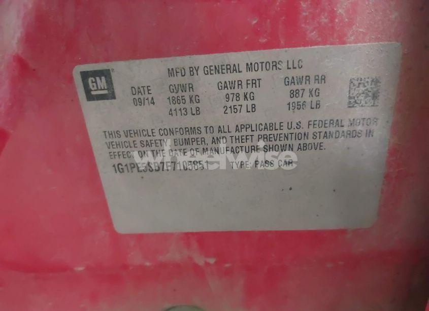 Photo 9 of 2015 Chevrolet Cruze 2LT AUTO (VIN 1G1PE5SB7F7105851)