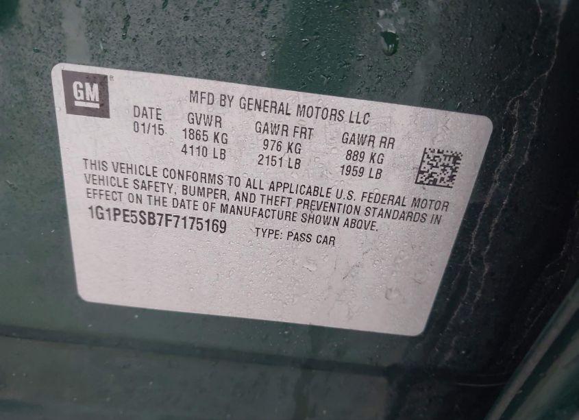 Photo 9 of 2015 Chevrolet Cruze 2LT AUTO (VIN 1G1PE5SB7F7175169)