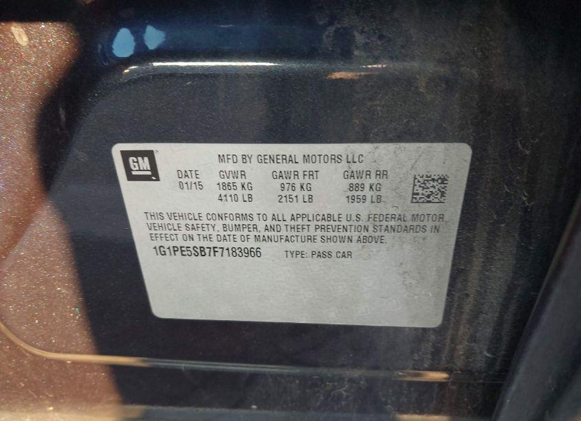 Photo 9 of 2015 Chevrolet Cruze 2LT AUTO (VIN 1G1PE5SB7F7183966)