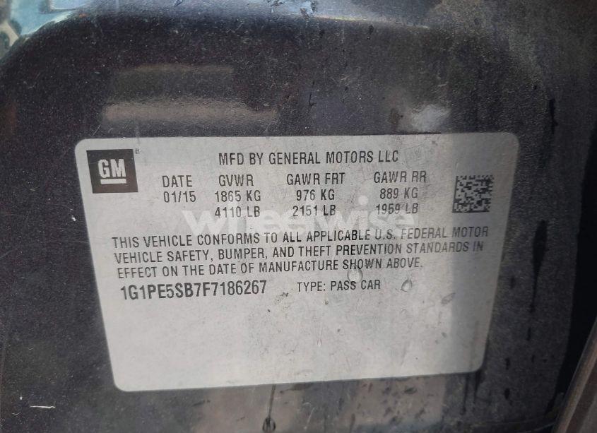 Photo 9 of 2015 Chevrolet Cruze 2LT AUTO (VIN 1G1PE5SB7F7186267)