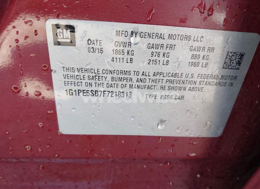 Photo 9 of 2015 Chevrolet Cruze 2LT AUTO (VIN 1G1PE5SB7F7218313)