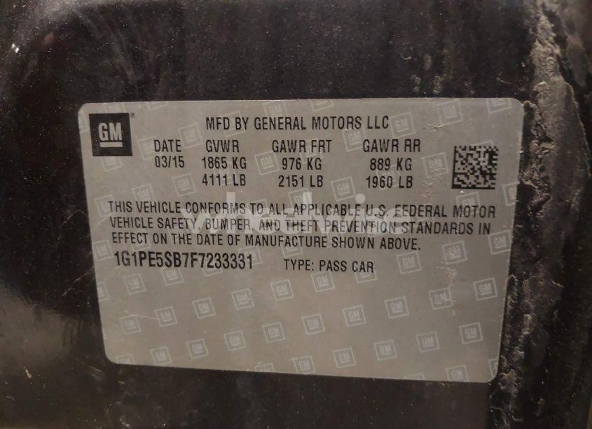 Photo 9 of 2015 Chevrolet Cruze 2LT AUTO (VIN 1G1PE5SB7F7233331)