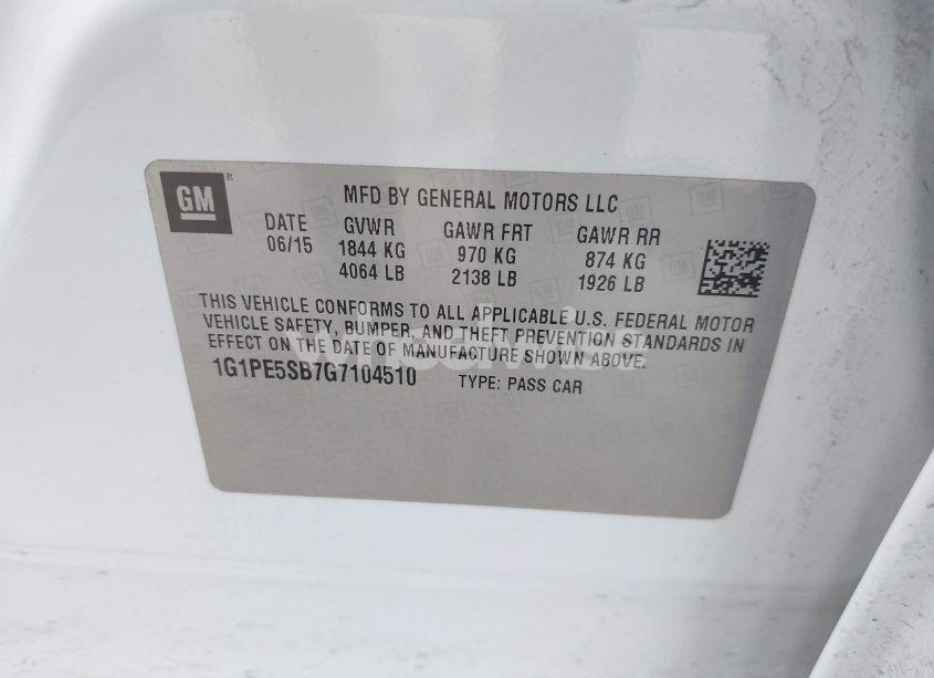 Photo 9 of 2016 Chevrolet Cruze LIMITED 1LT AUTO (VIN 1G1PE5SB7G7104510)